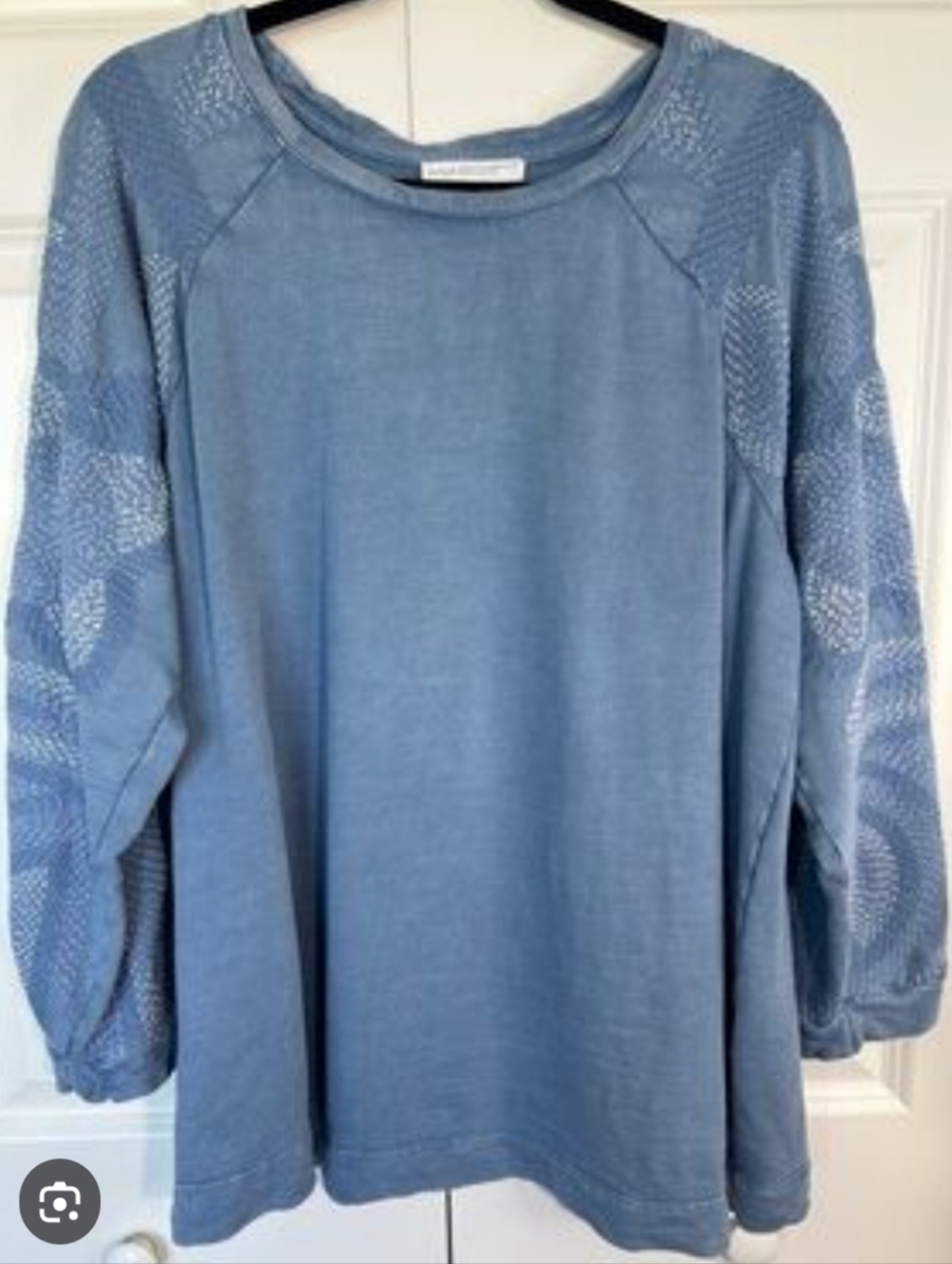 Purejill Light Blue Top With Design Style Sleeves